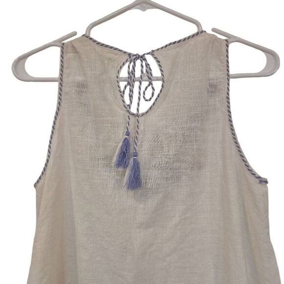 Max Studio Women's White, Blue & Red Floral Embroidered Cotton Tank Top NEW - Picture 8 of 10